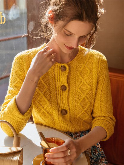Anna Crew Neck Loose Knitted Cardigan