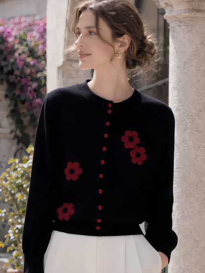 Destiny Daily Crew Neck Embroidered Knitted Cardigan