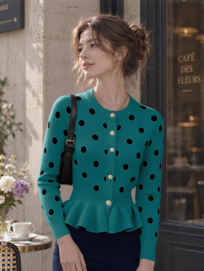 Polka Dot Slim-fit  Knit Top