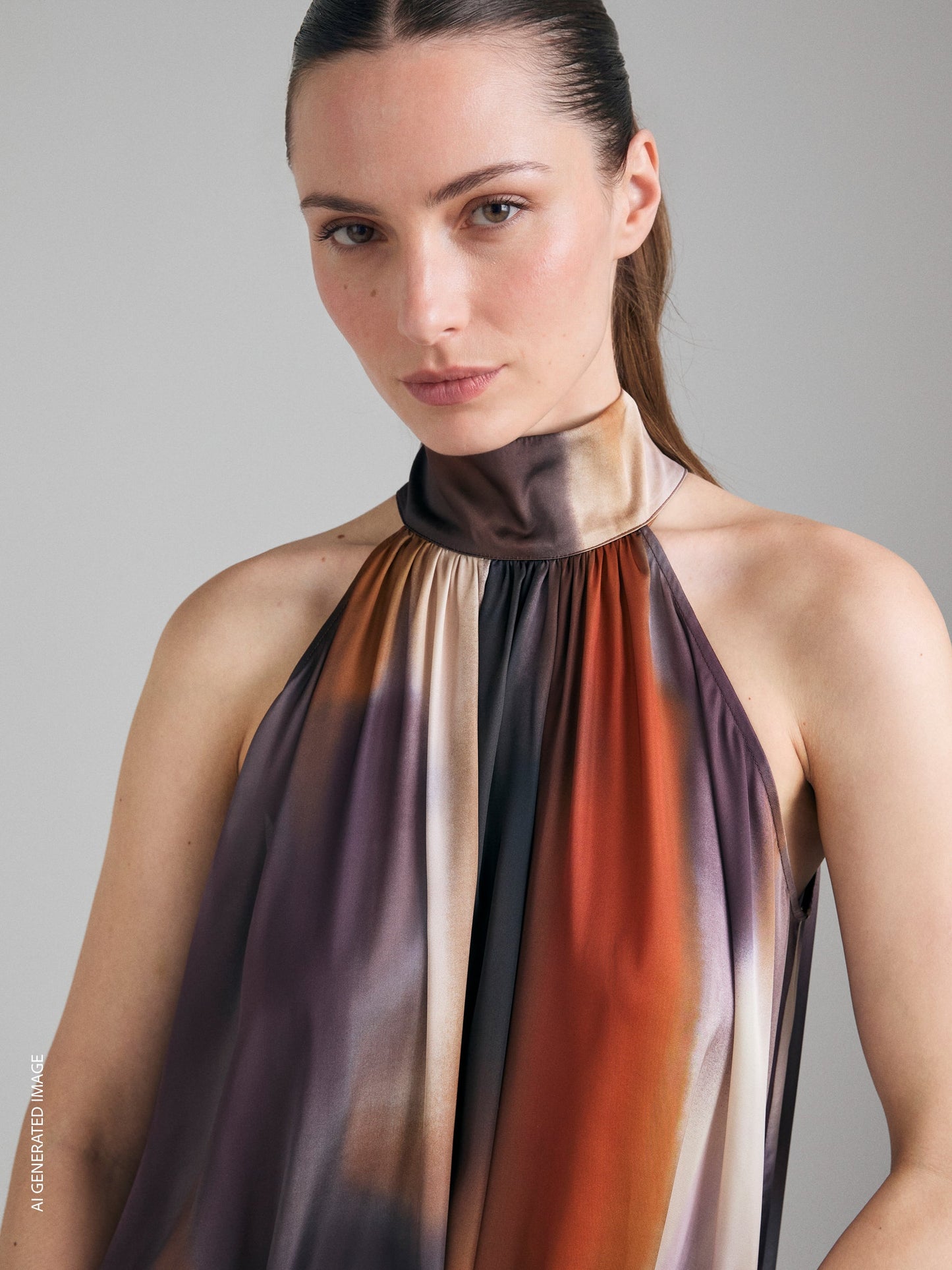 Printed halter-neck sleeveless maxi dress