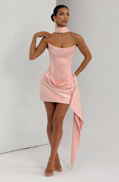 Marla Black Mini Dress - Plunge Bardot Cocktail Party Dress