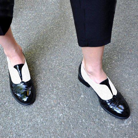 Plus Size Color Block Oxford Shoes Casual Pu Slip On Loafers
