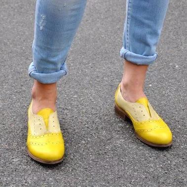 Plus Size Color Block Oxford Shoes Casual Pu Slip On Loafers