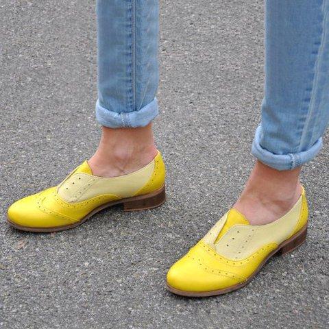 Plus Size Color Block Oxford Shoes Casual Pu Slip On Loafers
