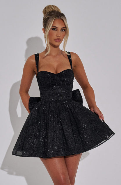 jacqueline Mini Dress - Black Sparkle