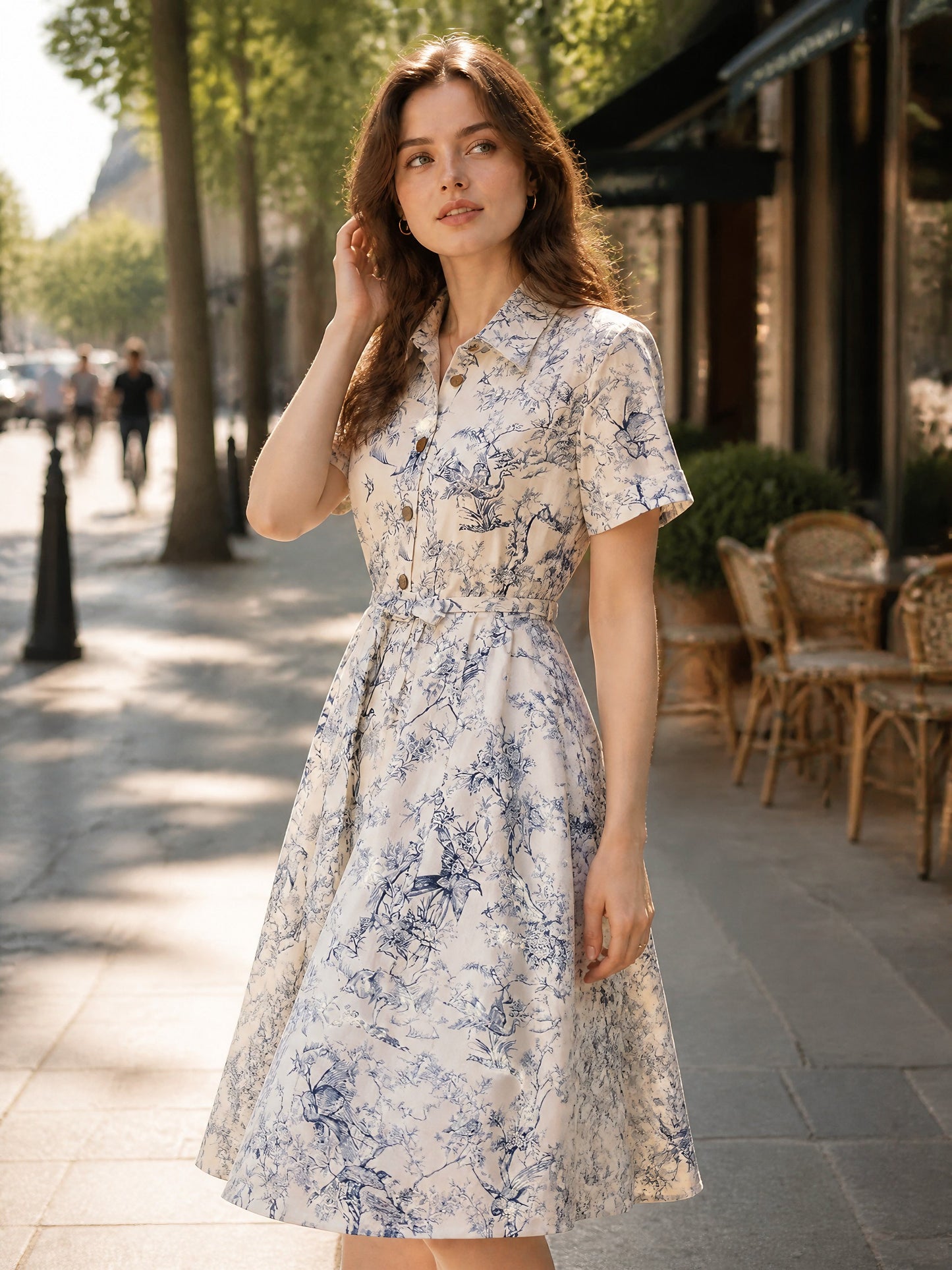 sheila Elegant Lapel Printed Dress