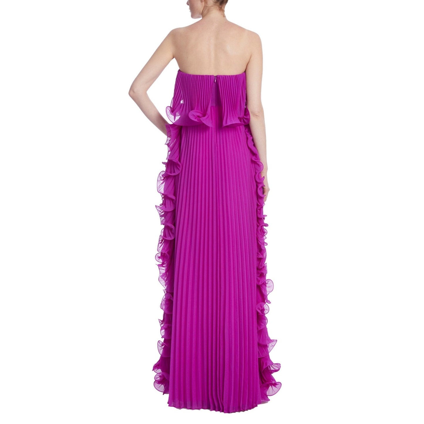 Off-Shoulder Pleated Frill Maxi Dress - purple